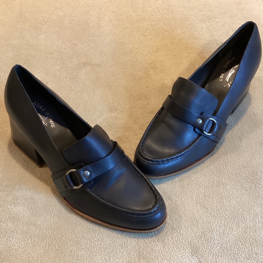 Kork Ease Aki Black Leather Loafers Slip On Shoes Women's US 8.5,‎ EU 39, UK 6.5